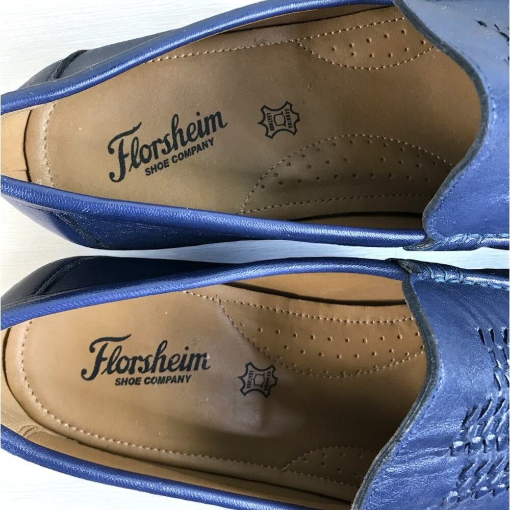 FLORSHEIM Beaufort Moc Toe Weave Loafer Men 8.5 Blue Business Classic Timeless - Picture 8 of 12